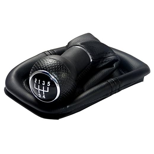 Schaltsack & Schaltknauf für VW Golf 2 3 4 Polo 6N für Passat 35i - 5 Gang - Schwarz - Chrom - Schaltmanschette Schalthebel Manschette für Schaltung - Knauf Hebel für Schaltgetriebe 12mm - A0254