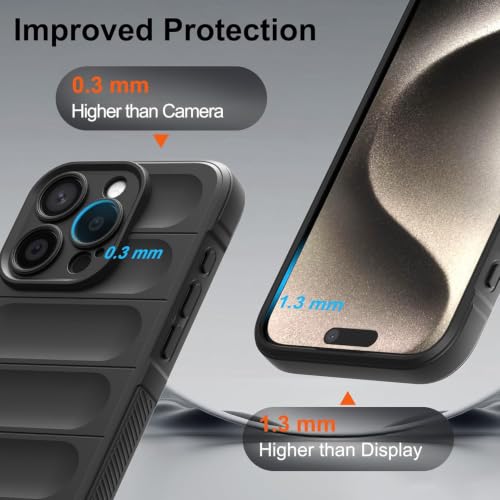 Image of ShieldTech AirGuard Series Back Cover Case for Apple iPhone 15 Pro Max | Microfiber Lining | Airbag Cushion Drop Protection | Shockproof Silicone Cover | Anti Slip Grip - Black for iPhone 15 Pro Max