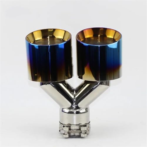 Tuyau d'échappement en inox 304 bleu brillant double sortie Y pour un style sport unique
