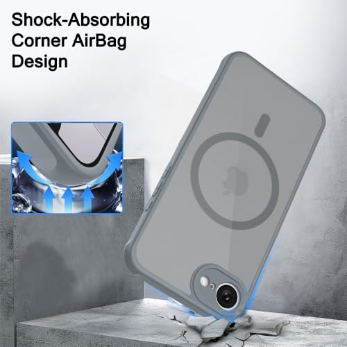 Image of TheGiftKart for iPhone 16e / iPhone 17e Case, Matte Frosted Hard Back Cover Compatible with MagSafe, Hybrid Shockproof Case with Camera & Screen Protection (PC & TPU, Translucent Grey)
