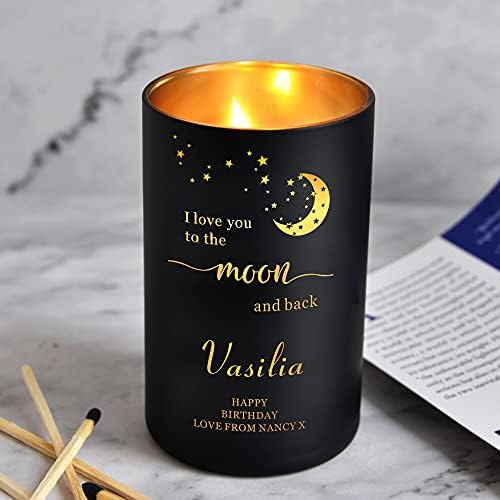 howson london Personalised Candle Orange Blossom Jasmine Amber Candle Natural Coconut Wax Candle for Birthday Anniversary Wedding Christams Present Gift for Her Women Him 40 Hours (Design 01)