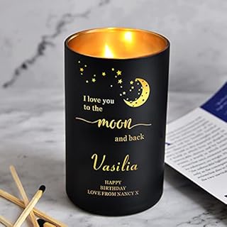 howson london Personalised Candle Orange Blossom Jasmine Amber Candle Natural Coconut Wax Candle for Birthday Anniversary Wedding Christams Present Gift for Her Women Him 40 Hours (Design 01)