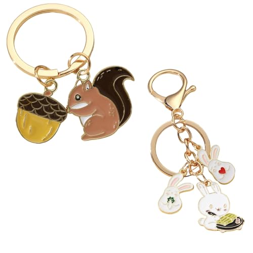 VrotQyn 2 pcs Squirrel Keychain & Rabbit Keychain with Acorn