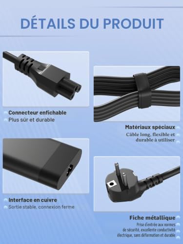 SLRIOYS 135W Chargeur Compatible avec HP Spectre X360 15 16 15t 16t 15-df0xxx 15-df1xxx 15-eb0xxx 15-eb1xxx 15-ch0xx 16-f0xxx 16-f1xxx 16-f2xxx Envy 14 14-eb0xxx 14-eb1xxx Ordinateur portable TPN-CA13 – vue 6