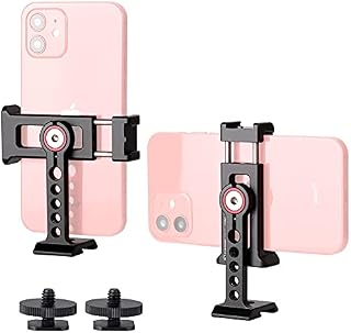 Sunwayfoto CPC-05T Phone Clamp Tridpod Stand Smartphone Clamp Adapter with Cold Shoe Mount 1/4 Thread Aluminium