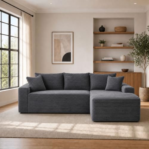 96.1" L-Shaped Modular Cloud Sofa Sectional Sofa Boneless (Right,Gray)