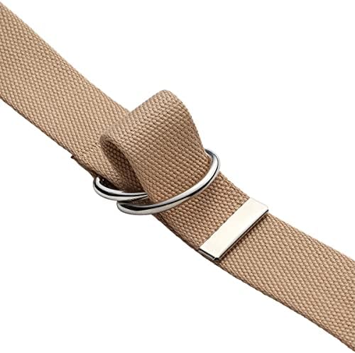 Falari Canvas Web Belt Metal Double D Ring Buckle for Men Women Casual Cloth Military Style Belt 1 1/2" Wide