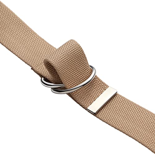 Falari Canvas Web Belt Metal Double D Ring Buckle for Men Women Casual Cloth Military Style Belt 1 1/2" Wide