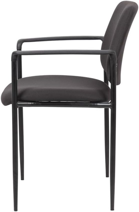 BOWERY HILL Square Back Diamond Fabric Stackable Guest Chair, Black Upholstery, Powder-Coated Steel Frame, Waterfall Seat Design, Molded Arm Caps, 30.5" H x 23.5" W x 23" D, Space-Saving Office Chair