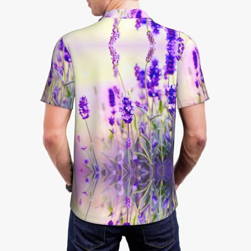 Polo de golf imprimé lavande homme t-shirt à manches courtes