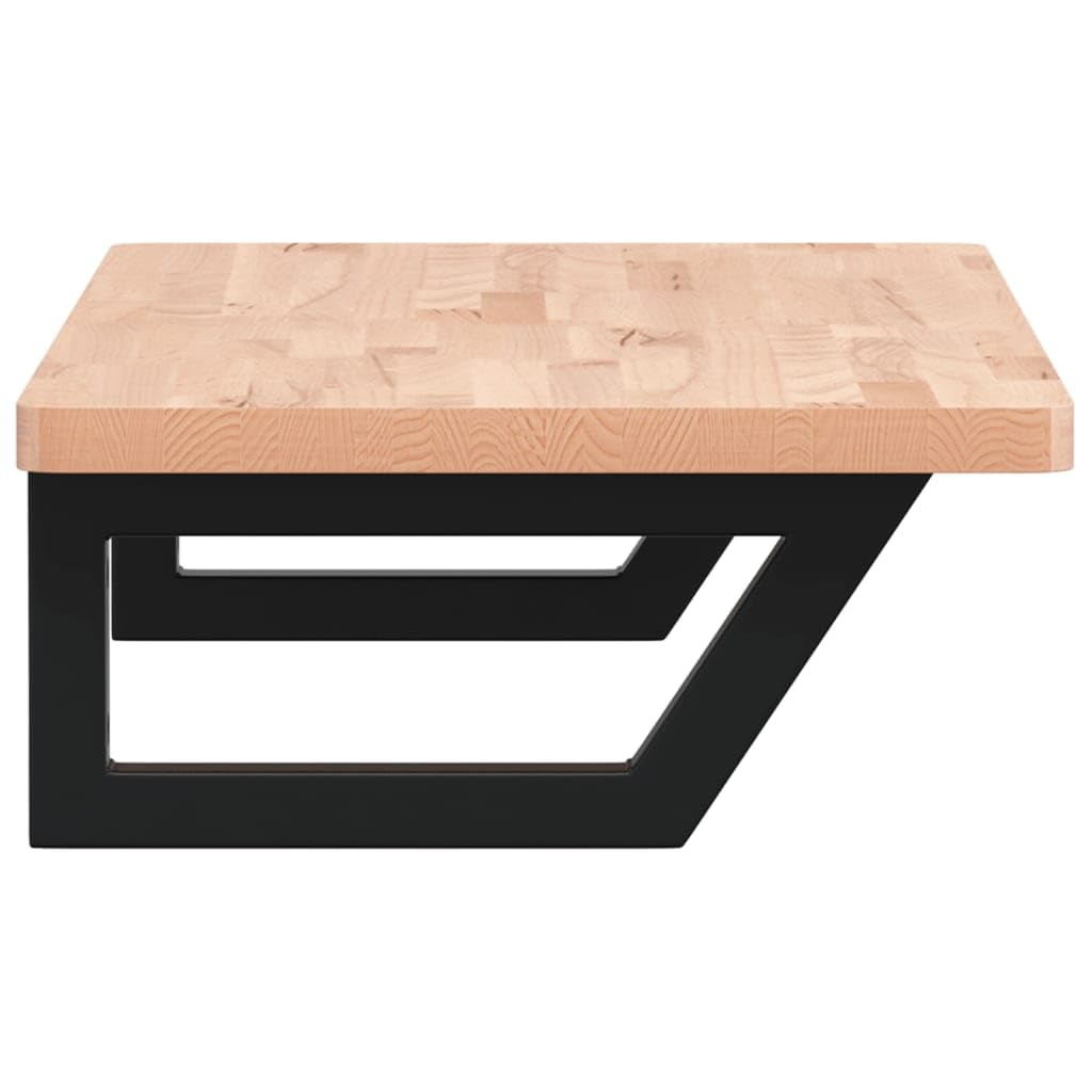 Estantería para lavabo de pared de acero y madera de haya maciza, 80 x 40 cm, con soporte trapezoidal, ahorra espacio, soporta hasta 100 kg, para baño y lavabo con armario bajo