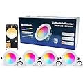 GIDERWEL ZigBee Smart Recessed LED Downlight RGBWW 4 Inch Work with Hub Bridge Echo Plus,APP/Alexa Voice Control White & Color Ambiance Dimmable Retrofit LED Can Lights for Ceiling Lighting(4-Pack)