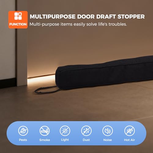 QDCYP Door Draft Stopper,36 Inch Weighted Under Door Draft, Heavy Duty Soundproof Bottom of Door,Blocks Cold Air/Noise/Wind,Easy Install,Save Energy,Machine Washable,Home Essentials (Black-36inch) by QDCYP - Image 5