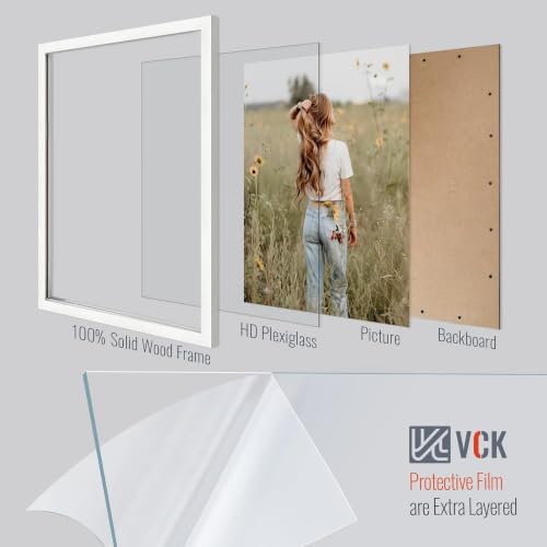 Image of VCK 24x30 Poster Frames 3 Pack, White Wood Picture Frame, Wall Display | Easy Hanging, 1.1in Wide Border, Clear Plexiglass, Vertical & Horizontal for Print, Puzzle, Gallery Wall, Home & Hallways