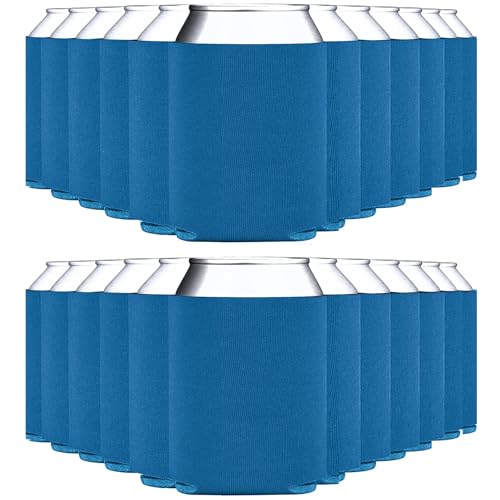 WhaleSiper 25-Pack Blue Blank Beer Can Cooler Sleeves, Collapsible Foam Insulated Can Sleeves for 12oz & 16oz Soda, Beer & Water Bottles, HTV & Sublimation-Friendly for DIY, Weddings & Gifts
