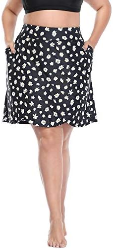 HDE Womens Plus Size Skort Skirt with Bike Shorts Active Golf Swim Skirt Pockets Daisies - 22 Plus
