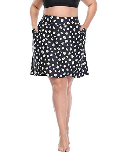 Hde Womens Plus Size Skort Skirt With Bike Shorts Active Golf Swim Skirt Pockets Daisies - 20 Plus #TOP9