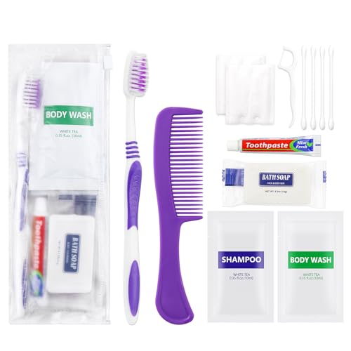 Paquete de 25 kits de higiene, kit de aseo a granel, empaquetado individualmente, kit de higiene desechable de viaje, suministros de paquete de cuidado para personas sin hogar, adecuado para hotel,