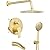 Gabrylly Shower System with Tub Spout, Bathtub Shower Faucet Set with 12" Rain Shower head and 5-Setting Handheld Shower, Wall Mounted Shower Fixtures with Pressure Balance Shower Valve, Brushed Gold