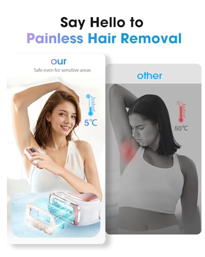 Haarlosy IPL Laser Hair Removal Device for Women and Men with Ice Cooling Painless Salon Quality Results at Home, Lazer Hair Remover for Face Bikini Line Body, 5 Levels, 999,900 Flash Light, Rose