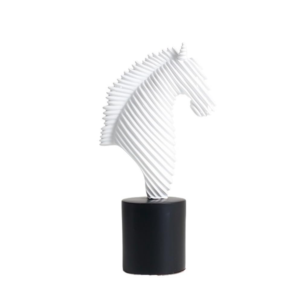 Statue de cheval abstrait blanc pour décorer un meuble d'entrée contemporain et lumineux