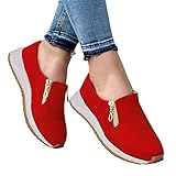 Sneaker Damen Weiss Frauen Bequem Luftkissen Atmungsaktiv Sportschuhe Ohne Schnürsenkel Outdoor Leicht Running Turnschuhe Laufschuhe rutschfest Cloth Soft Foam Sommer Fitnessschuhe
