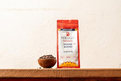 Puroast Low Acid Coffee Ground | House Blend Ground | Medium Roast | High Antioxidants & High pH |No Bitter Aftertaste | Reduced Heartburn & GERD | Suitable for Cold Brew - 2.2 LB