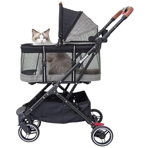ROODO Dog Stroller 3 in1 Pet Travel System Pet Stroller Converts to Detachable Puppy & Cats Carrier and Pet car Seat Rubber Wheels All Terrain Foldable 4Wheeled Jogging Dog Stroller(Grey lattice) ROODO Dog Stroller 3 in1 Pet Travel System Pet Stroller Converts to Detachable Puppy & Cats Carrier and Pet car Seat Rubber Wheels All Terrain Foldable 4Wheeled Jogging Dog Stroller(Grey lattice)