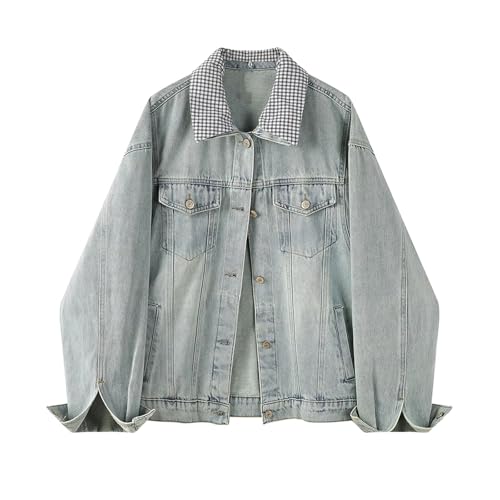 Veste en denim à col rond pour femme style coréen chic