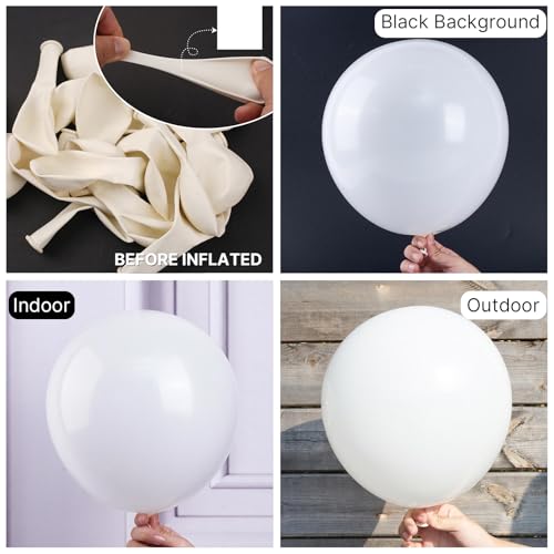 partywoo white balloons 140 pcs different sizes pack of 18 12 10 5 inch matte white latex balloon arch kit garland for wedding bridal graduation baby shower birthday party decorations white-y13