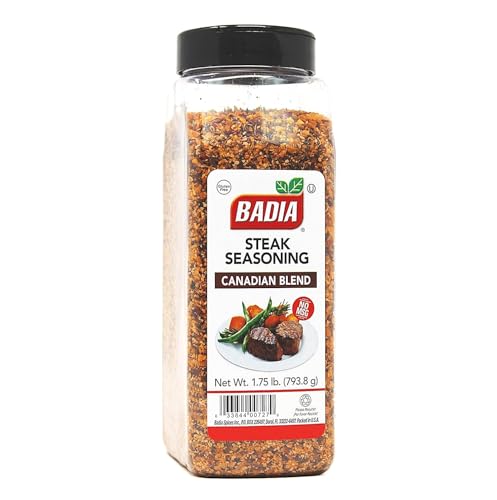 Badia Steak Seasoning Canadian Blend, 28 oz – Savory Salt, Garlic & Spice Mix with Paprika, Smoky Grill Rub for Steaks, Burgers, Pork, Chicken, Gluten Free