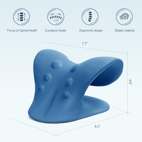 Image of ComfortLife Neck Stretcher for Pain Relief, Neck and Shoulder Relaxer Cervical Neck Traction Device Pillow for TMJ Pain Relief (Dark Blue)