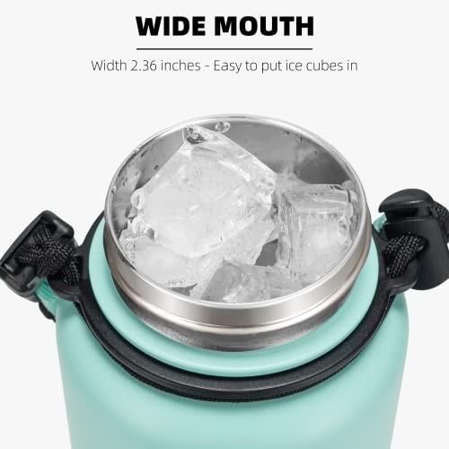 Fanhaw Insulated Water Bottle With Chug Lid - 40 Oz Double-Wall Vacuum Stainless Steel Reusable Leak & Sweat Proof Sports Water Bottle Dishwasher Safe With Anti-Dust Wide Mouth Lid (Green Pink) #TOP5