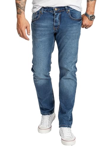 Rock Creek Herren Jeans Regular Fit Stretch Jeans Männerhose Herrenjeans Denim Hosen Herrenhose Straight Cut Stonewashed RC-2401 Blau W36 L32