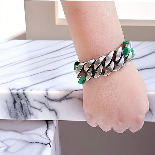 Riwait Double Twist Charm Energy Silicone Bracelets For Women And Men, Silicone Rubber And Stainless Steel Chain Best Fashion Gift For Any Occasion (Mixed) #TOP4