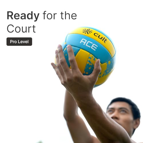 Image of CULT Volleyball ACE Blue Yellow Durable Size 4 Volleyball for Indoor & Outdoor Play Training & Match Ball with Strong Grip, Soft Touch & Long-Lasting Air Retention