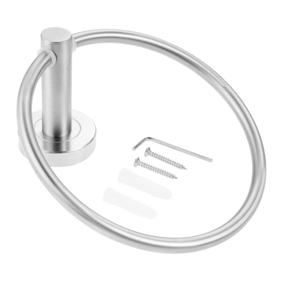 Anneau porte-serviettes rond en acier inoxydable nickel brossé pour mur de salle de bain