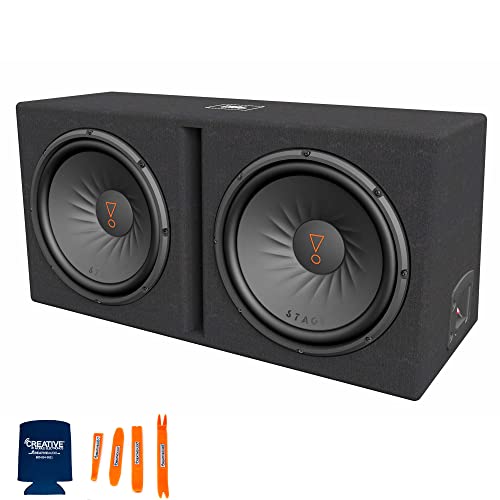 Jbl Stage1200D Dual 12" Car Audio Ported Enclosure With Stagea3001Am 300 Watt Mono Amplifier #TOP1