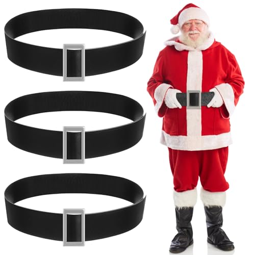 MAGICLULU 3pcs Black Santa Claus Belt Adjustable Santa Claus Waistband Santa Suit Belt for Christmas Clothing Accessories