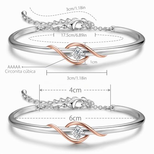 Pulsera corazón Praelinos de mujer en oro blanco para expresar amor eterno en fechas mágicas 5