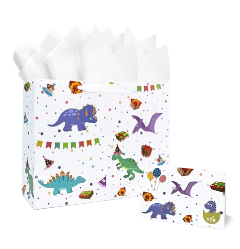 MUNILAIL 13 Inches Large Mermaid Birthday Gift Bag for Girls With Handle, Tissue Paper and Greeting Card - Mermaid Theme Party