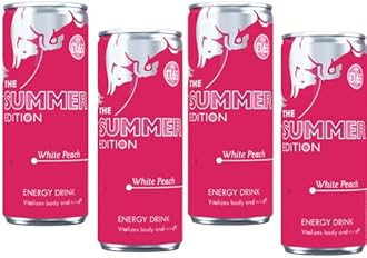Energy Drink Summer Edition White Peach Flavour Drink Cans 250ml (4 x Cans)