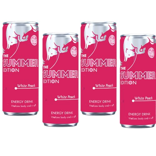 Energy Drink Summer Edition White Peach Flavour Drink Cans 250ml (4 x Cans)