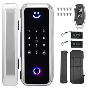Smart Deurslot, glazen deur vingerafdruk wachtwoord IC-kaart Bluetooth APP Lock Access Control System (zilver)