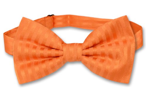 Vesuvio Napoli BOWTie ORANGE Color Striped Vertical Stripes Men's Bow Tie