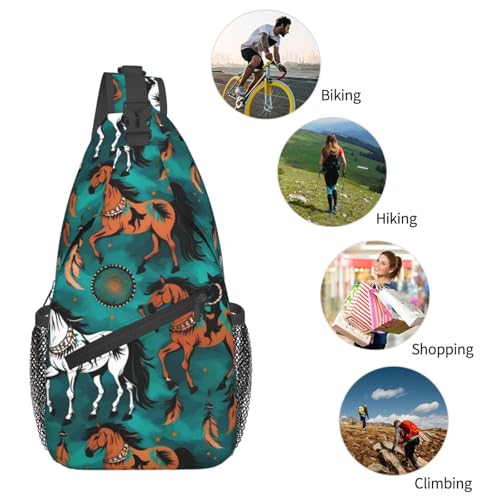 Mochila tipo sling con patrón de rayas para senderismo miniatura 6