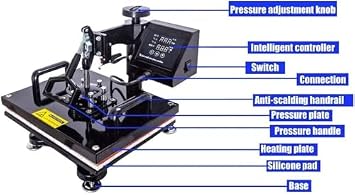 Heat Press Machine,38X38 5 in 1 Combo Heat Press Machine,Sublimation/Heat Press,Heat Transfer Machine for Mug/Cap/T Shirt/Phone Cases (Size : AU)