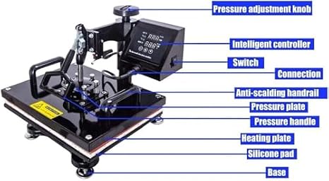 Heat Press Machine,38X38 5 in 1 Combo Heat Press Machine,Sublimation/Heat Press,Heat Transfer Machine for Mug/Cap/T Shirt/Phone Cases (Size : AU)