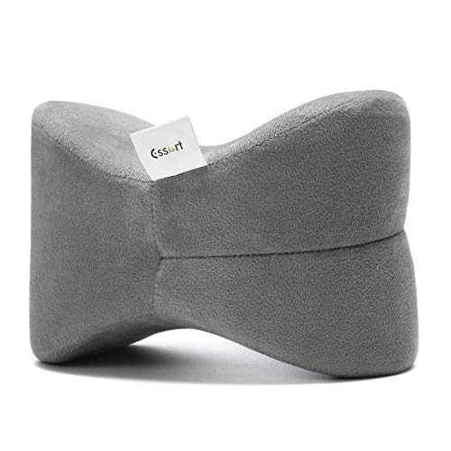 ESSORT Knee Pillow for Side Sleepers, Breathable Memory Foam Wedge Contour Leg Pillows Orthopedic Spacer Cushion for Sciatica Relief, Back Pain, Leg Pain, Pregnancy, Hip and Joint Pain (Grey)