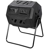 Saturnpower Large Composting Tumbler Dual Chamber Outdoor Garden Rotating Compost Bin Tumbling Compo